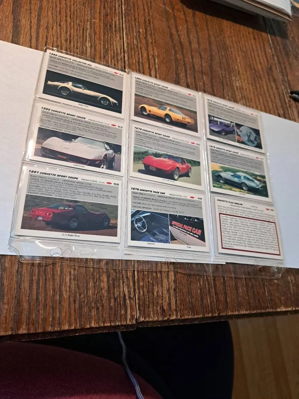Vintage 1991 Collect A Card Vet Set Corvette Trading Cards Lot 9 Chevrolet Cards